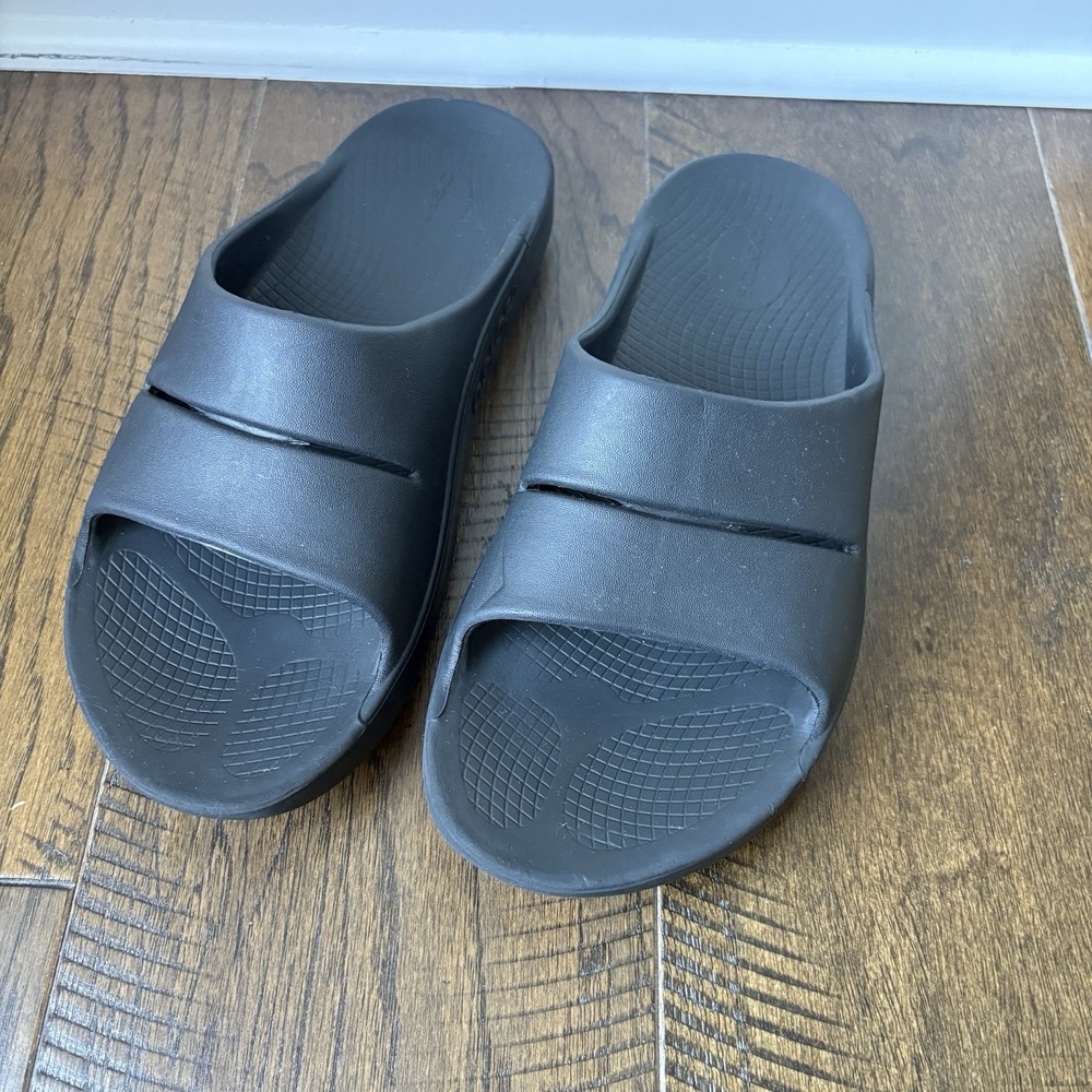OOFOS Mens OOahh Slides M 11 W 13 Recovery Activewear Black Beach Sandals